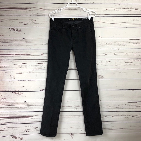 7 For All Mankind Straight Leg Jeans Washed Black - Picture 1 of 6